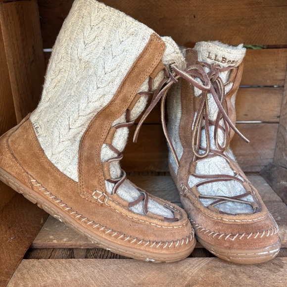 L.L. Bean Shoes - LL Bean Wicked Good Shearling Tan Beige Lodge 503533 Boots Women’s 9